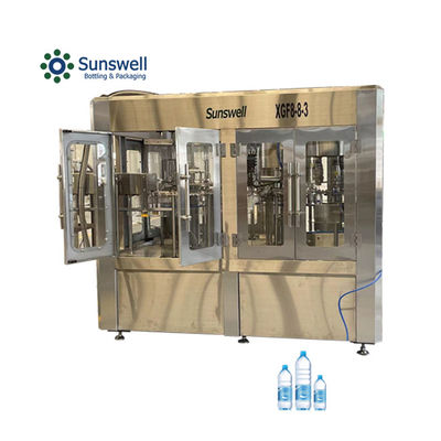 Máquina de línea de producción de monobloque de tipo rotativo de agua de resorte de enjuague embotellado de tapa